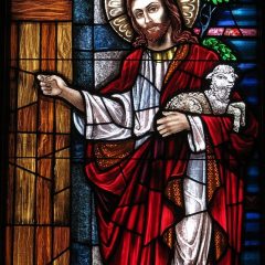 Saint_Mary_of_the_Presentation_Catholic_Church_(Geneva,_Indiana)_-_stained_glass,_Behold_I_Stand_at_the_Door_and_Knock