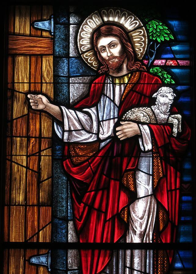 Saint_Mary_of_the_Presentation_Catholic_Church_(Geneva,_Indiana)_-_stained_glass,_Behold_I_Stand_at_the_Door_and_Knock