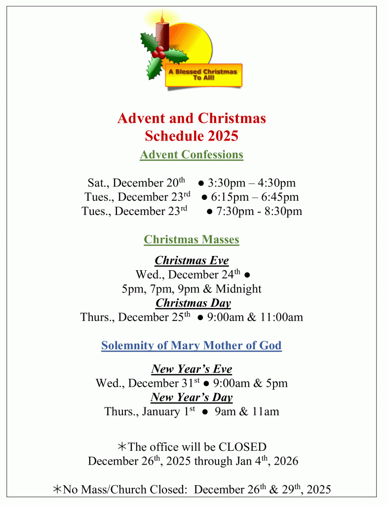 Advent and Christmas Sked 2025